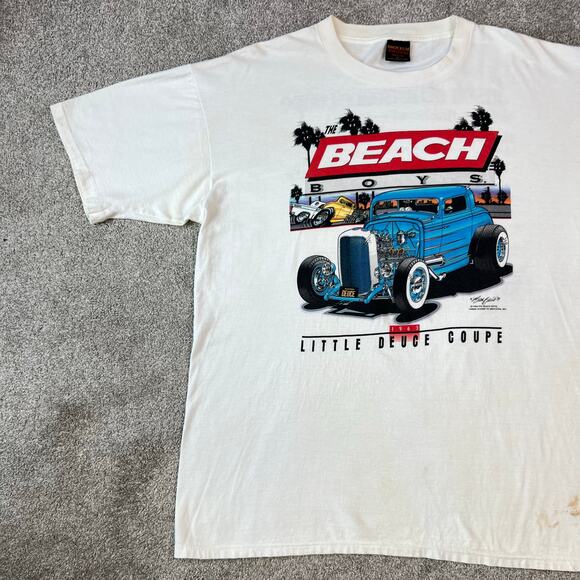 Vintage Brockum The Beach Boys 1994 Little Deuce Coupe T-Shirt Size XL White - Picture 9 of 12